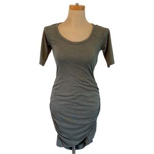 Athleta Sage Green 3/4 Sleeve Ruched Bodycon Mini Dress Size XS